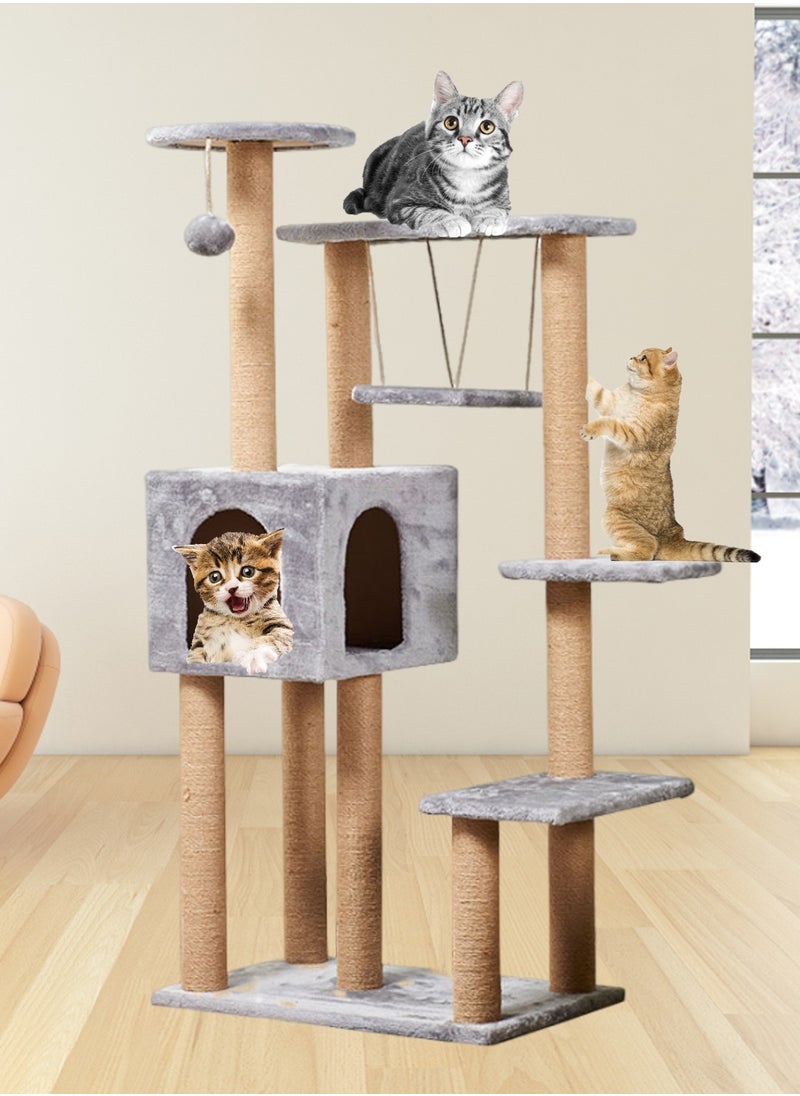 Kidle - Cat Tree Cat Tower for Indoor Cats Activity Centre Cat Climbing Tree with Cat House Cat Toys Scratching Board Cat Scratching Post Cat Jumping Platform - Image 1