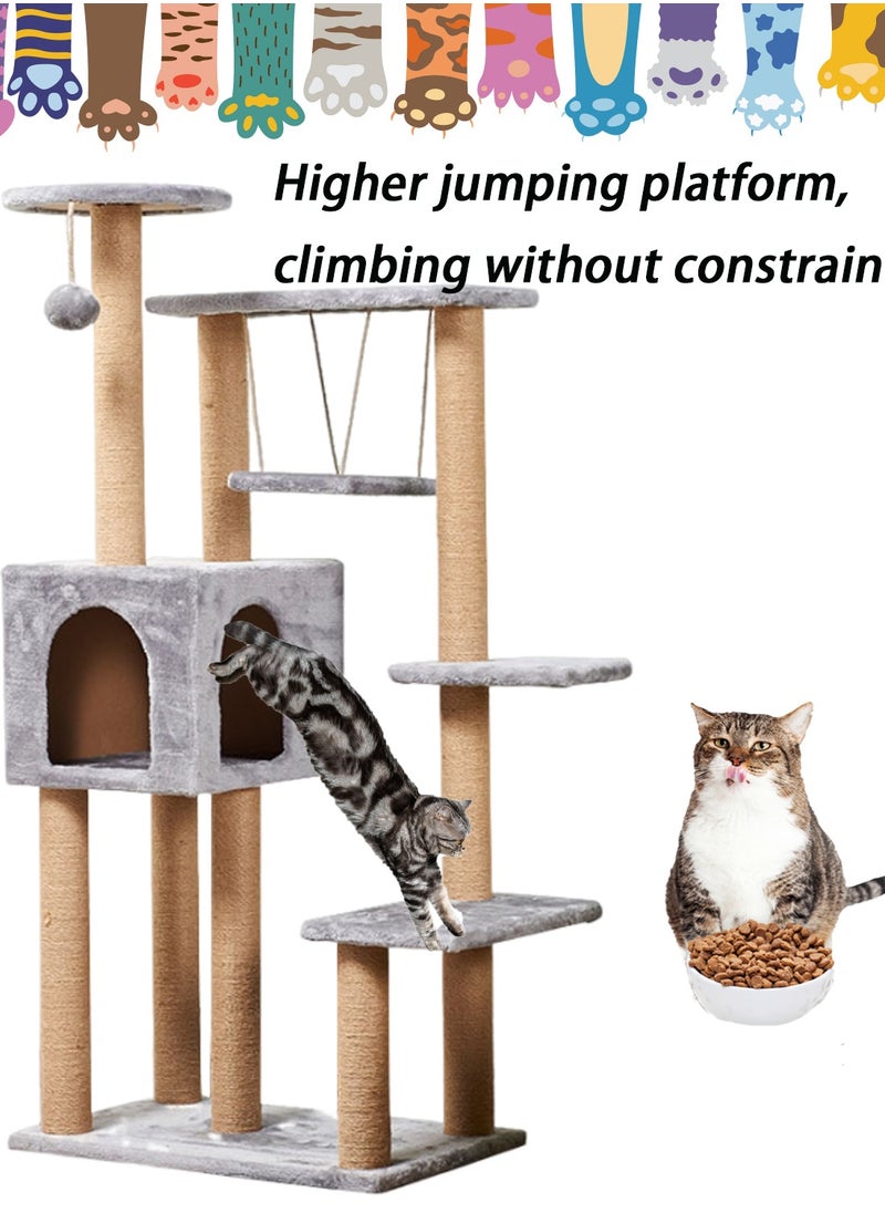 Kidle - Cat Tree Cat Tower for Indoor Cats Activity Centre Cat Climbing Tree with Cat House Cat Toys Scratching Board Cat Scratching Post Cat Jumping Platform - Image 1