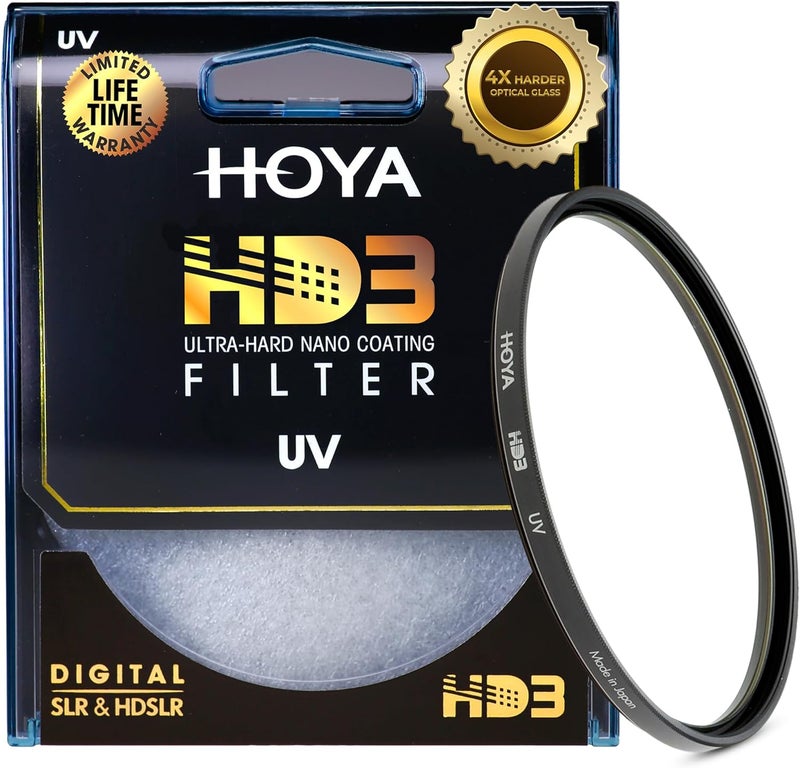 HOYA HD3 58mm UV Protector Filter - Re-Certified for 100MP+ Cameras with Ultra-Hard Nano Coating UV Filter - Stain Resistant, Smudge and Waterproof UV Lens Filter with Aluminum Frame - Image 1