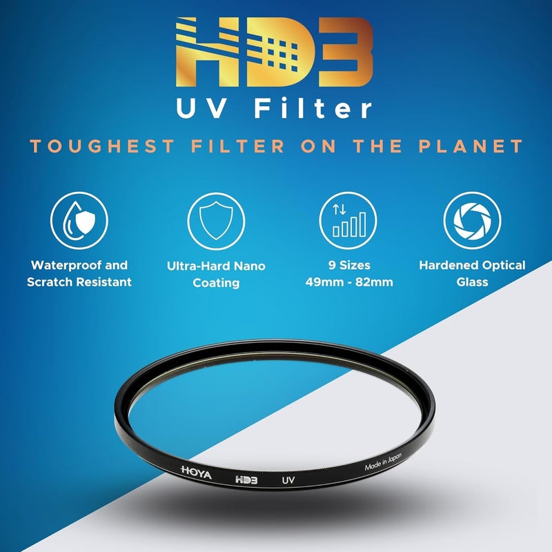 HOYA HD3 58mm UV Protector Filter - Re-Certified for 100MP+ Cameras with Ultra-Hard Nano Coating UV Filter - Stain Resistant, Smudge and Waterproof UV Lens Filter with Aluminum Frame - Image 3