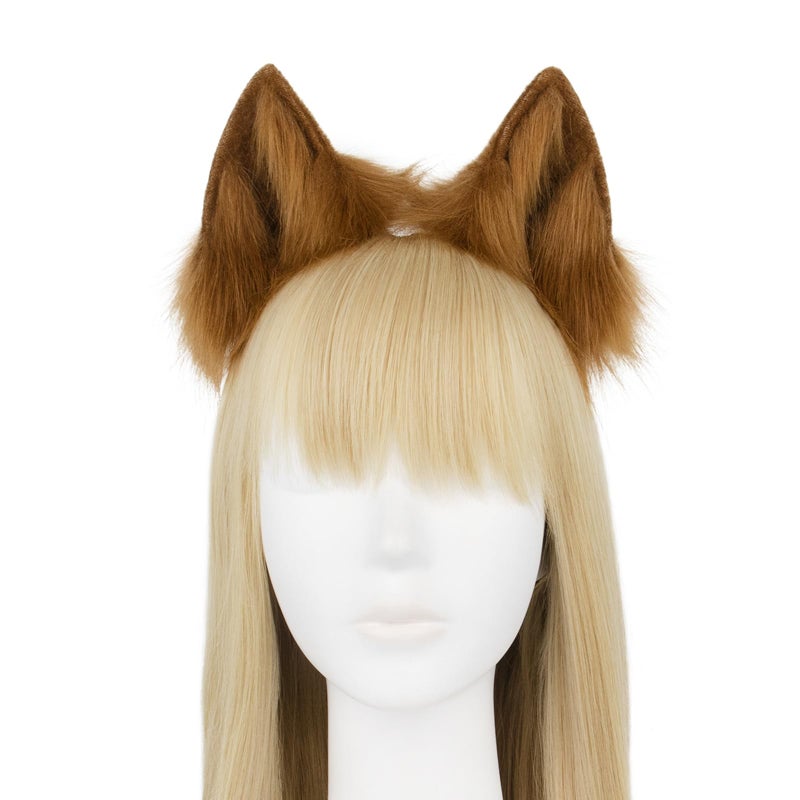 hbbhml Furry Animal Cat Fox Tail Faux Fur Wolf Ears Headband Leather Necklace Costume Set for Party Halloween Cosplay - Image 2
