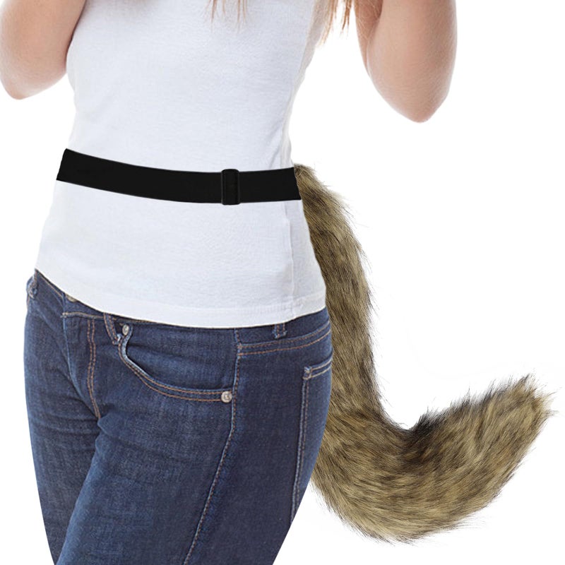 hbbhml Furry Animal Cat Fox Tail Faux Fur Wolf Ears Headband Leather Necklace Costume Set for Party Halloween Cosplay - Image 5