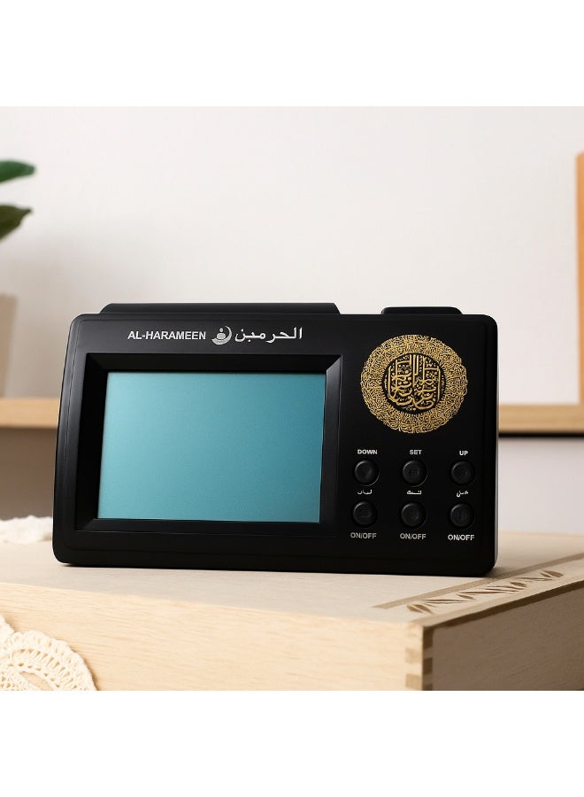AL-HARAMEEN ساعة منبه أذان رقمية من ألياف الكربون سوداء 15x9.5 سم - Image 3