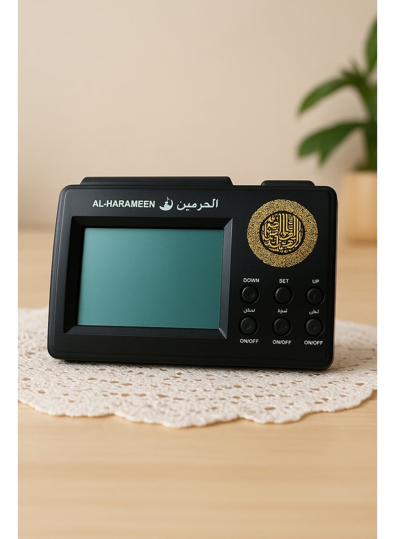 AL-HARAMEEN ساعة منبه أذان رقمية من ألياف الكربون سوداء 15x9.5 سم - Image 2