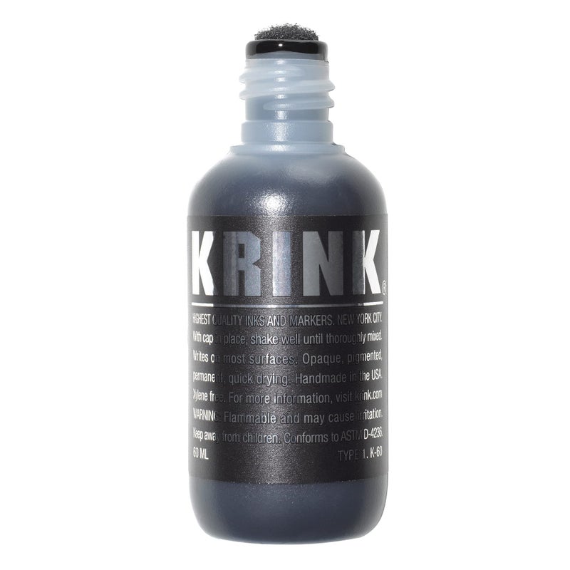Krink K60 Black Paint Marker Vibrant and Opaque Fine Art Graffiti Markers for Canvas Metal Glass Paper and More AlcoholBased Permanent Graffiti Mop Krink Paint Marker for Lasting Tags - Image 1