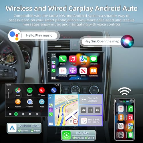 EKAT راديو سيارة 2+64G لمازدا CX-9 CX9 CX 9 2006-2015 - وايرلس كار بلاي وأندرويد أوتو - ستيريو أندرويد 13 بحجم 9 إنش مع واي فاي/إي كيو/جي بي إس + كاميرا خلفية AHD - Image 3