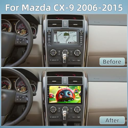 EKAT راديو سيارة 2+64G لمازدا CX-9 CX9 CX 9 2006-2015 - وايرلس كار بلاي وأندرويد أوتو - ستيريو أندرويد 13 بحجم 9 إنش مع واي فاي/إي كيو/جي بي إس + كاميرا خلفية AHD - Image 2