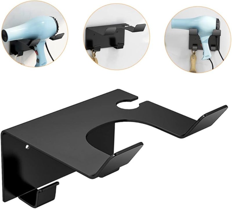 Stainless Steel Hair Dryer Holder Wall Mount Space Saving Home Bathroom Organizer - Image 2