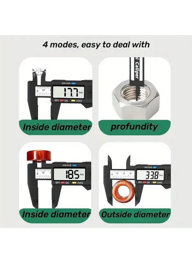 Black Carbon Fiber Electronic Digital Caliper 0 150mm With Digital Dial Display - Image 4