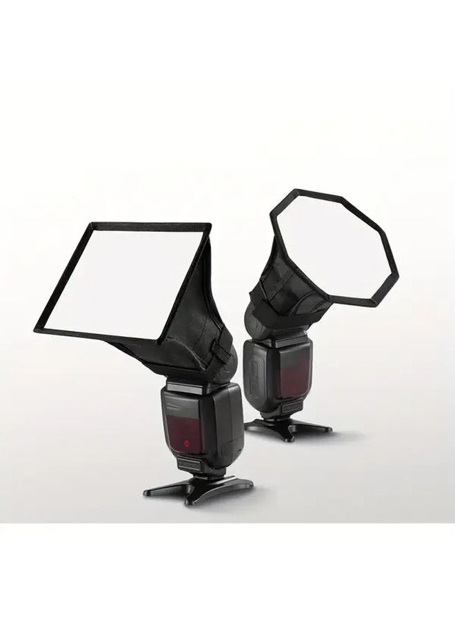 2 Pack Polyamide Flash Diffuser Softbox Set Collapsible 8 Inch Octagon and 8x6 Rectangular Speedlight Softboxes - Image 2