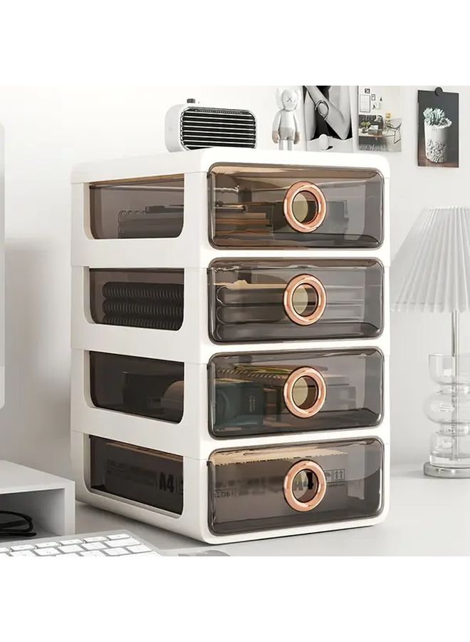 4 Layer Transparent Black Drawer Storage Cabinet Heavy Duty Plastic Desktop Organizer For Home Office Dorm Bathroom Portable - Image 2