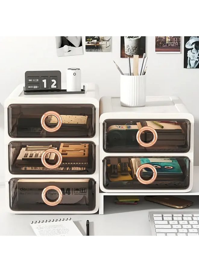 4 Layer Transparent Black Drawer Storage Cabinet Heavy Duty Plastic Desktop Organizer For Home Office Dorm Bathroom Portable - Image 4