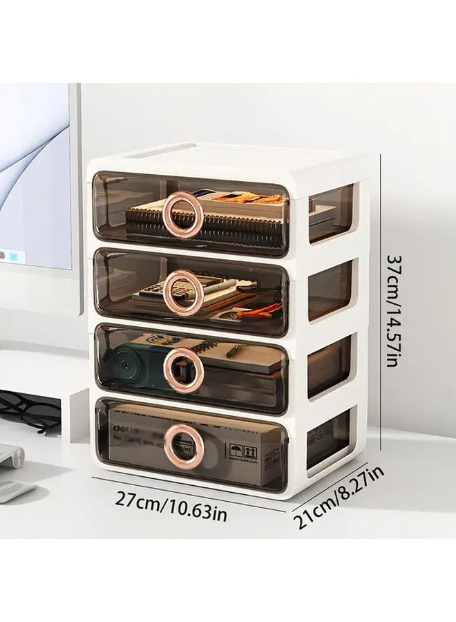 4 Layer Transparent Black Drawer Storage Cabinet Heavy Duty Plastic Desktop Organizer For Home Office Dorm Bathroom Portable - Image 3