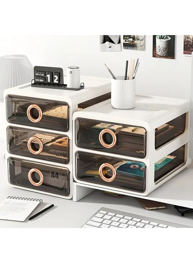 4 Layer Transparent Black Drawer Storage Cabinet Heavy Duty Plastic Desktop Organizer For Home Office Dorm Bathroom Portable - Image 1