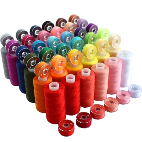 HAGBOU 72 PCS Sewing Thread Assortment, 36 Color Thread for Sewing Machine with 36 Same Color Bobbins, Polyester Thread 400 Yards/Spool (72) - Image 1