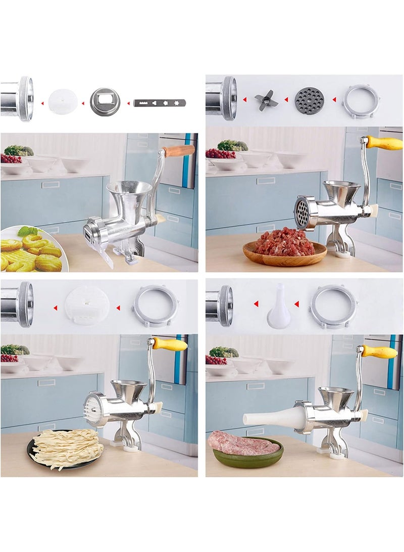 مفرمة لحم يدوية، 4 في 1، مطحنة يدوية لحشو السجق، مفرمة يدوية بذراع تدوير يدوي، اداة طحن يدوية، ادوات مطبخ للحوم المطحونة والبسكويت - Image 2