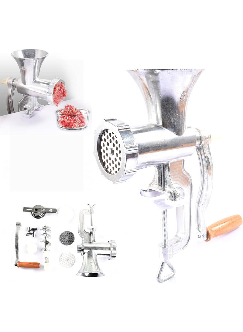 مفرمة لحم يدوية، 4 في 1، مطحنة يدوية لحشو السجق، مفرمة يدوية بذراع تدوير يدوي، اداة طحن يدوية، ادوات مطبخ للحوم المطحونة والبسكويت - Image 1