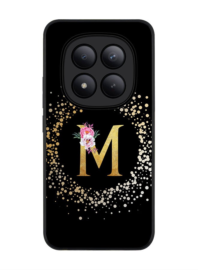 For Xiaomi Redmi Note 15 Pro+ / Poco M8 Pro Case,Slim fit Camera Protection, Shockproof Thin Phone cover  - Custom Monogram Floral - M ( Black )