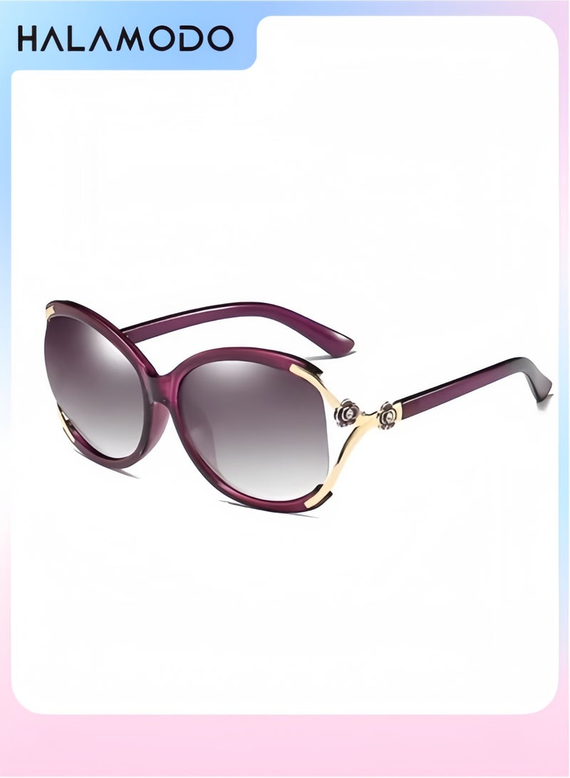 Halamodo Large Frame Circular Shape Sunglasses for Women, Fashionable Sun Glasses to Protect Eyes,Especially for People with Sensitive Eyes - Image 1