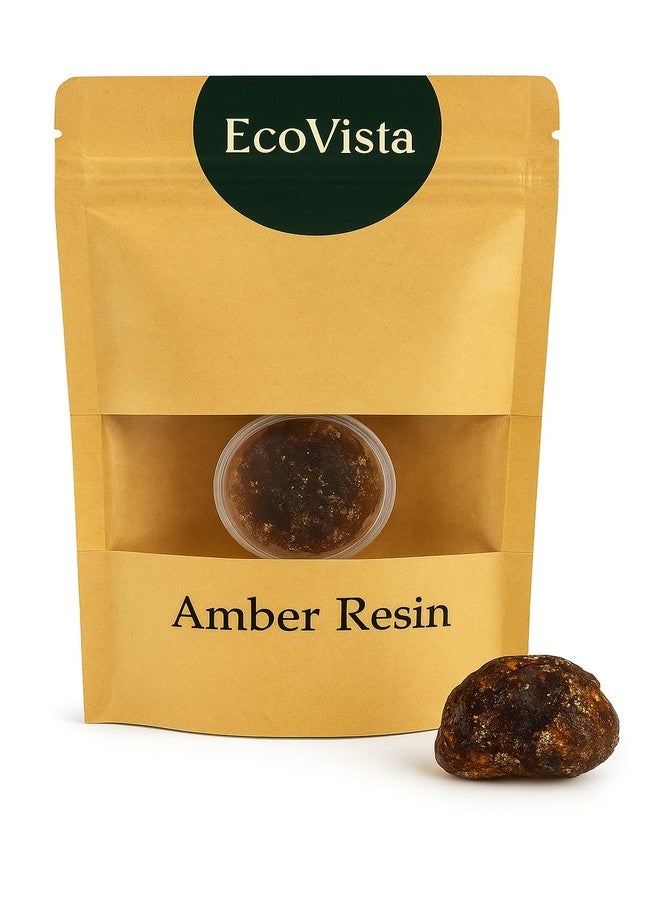 ECOVISTA Aromatic Amber Resin | White & Brown Fossilized Amber Solid Incense Resin for Meditation & Relaxation | 10g - Image 1