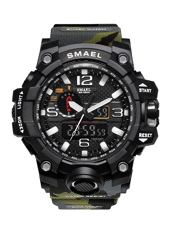 سميل ساعة يد رقمية بعقارب مضادة للماء بسوار من الراتنج طراز Smael-44-GREE للرجال