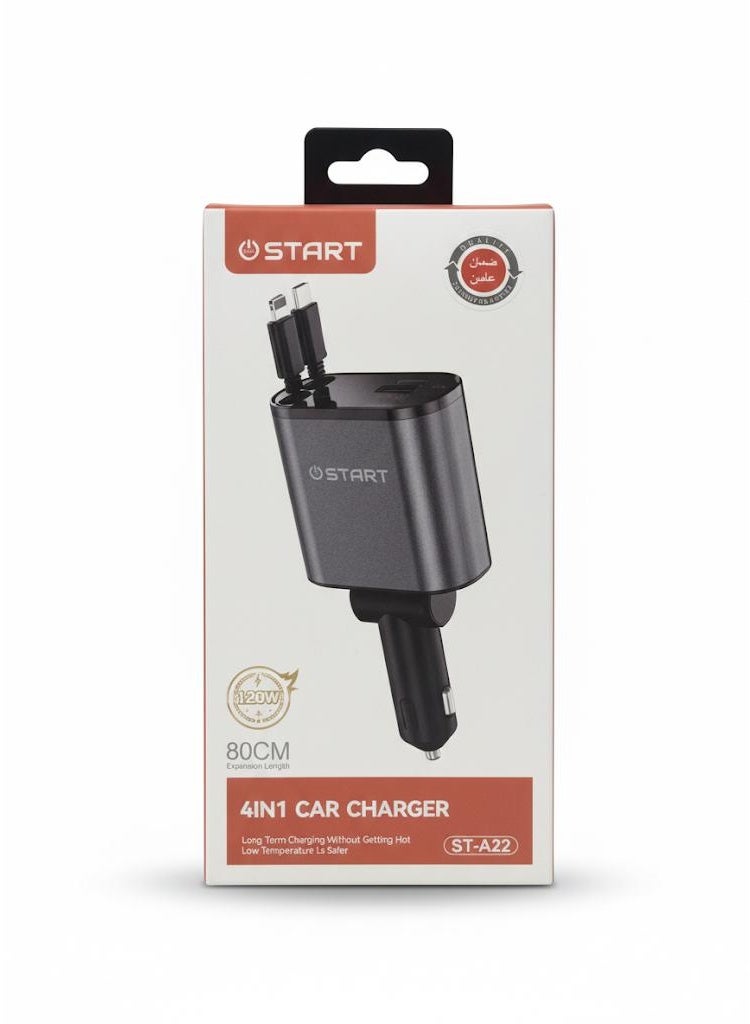 Start USB-C Car Charger, 120W 4-Port Type-C Car Adapter, iPhone 17/16 /15/14 Series, Samsung Galaxy S23/S22/S21 Series, iPad Pro, Air Pods, Huawei and More - Image 2