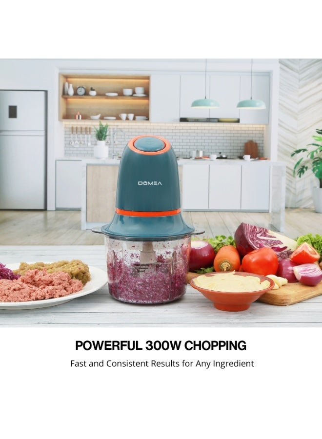 DOMEA Electric Mincer, Vegetable & Fruit Chopper, 1.2L,  Mini Food Grinder, Detachable Stainless Steel Blades, For Easy & Quick Grinding, Dip Making, 300 W - Image 4