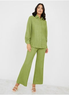 Crinkled Longline Shirt & Trouser Co-Ord Set