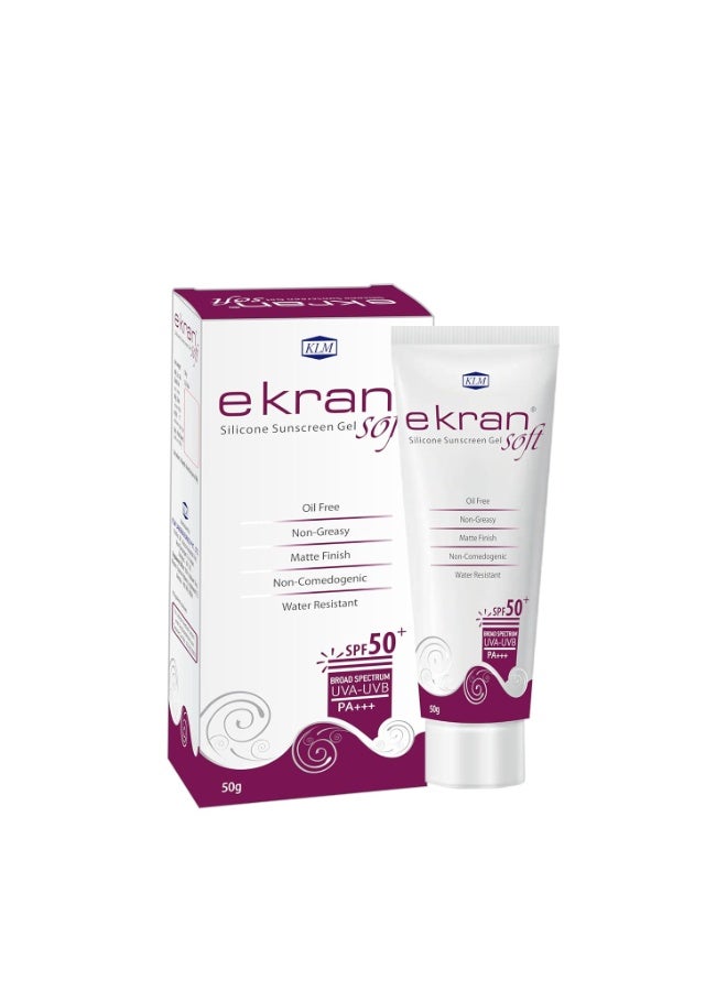 Ekran Soft SPF 50+ Silicone Sunscreen SPF 50 | 50g Anhydrous Sunscreen for Oily Skin Women & Men | Non-Greasy & Water-Resistant | UVA-UVB Protection | Matte Finish - Image 1