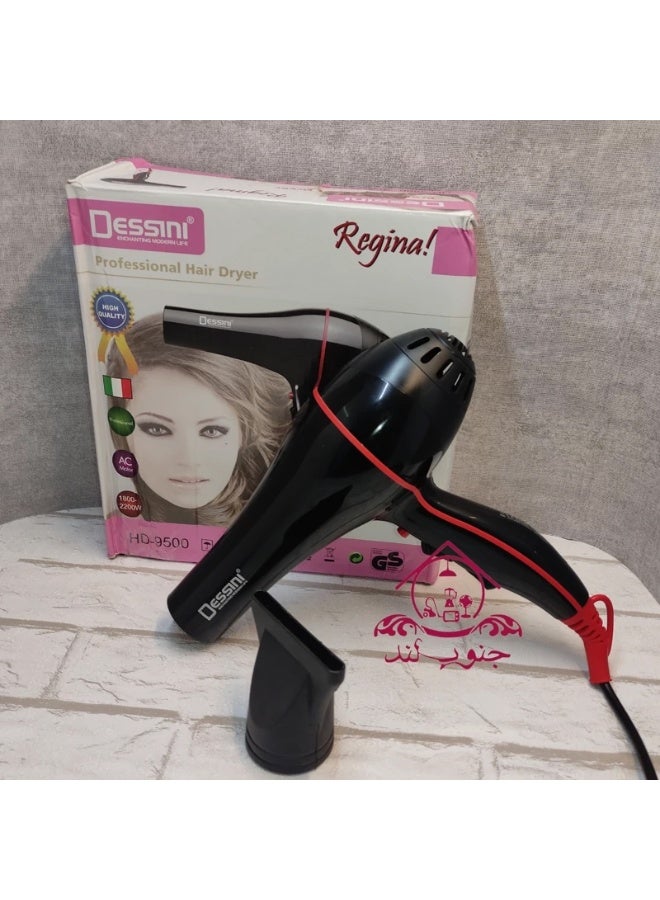 Dessini Regina HD-9500 Professional Hair Dryer Regina Edition 1800-2200W High Power AC Motor Hair Dryer with Fast Dry Technology Comfortable Grip Low Noise Design Suitable for Home and Professional Salon Use - Image 4