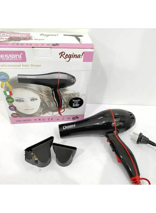 Dessini Regina HD-9500 Professional Hair Dryer Regina Edition 1800-2200W High Power AC Motor Hair Dryer with Fast Dry Technology Comfortable Grip Low Noise Design Suitable for Home and Professional Salon Use - Image 3