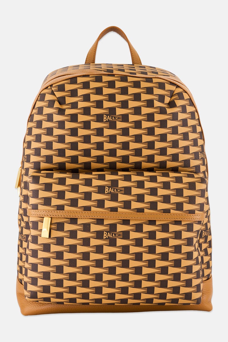 BALLY Men Allover Print Backpack, Brown  - Image 1