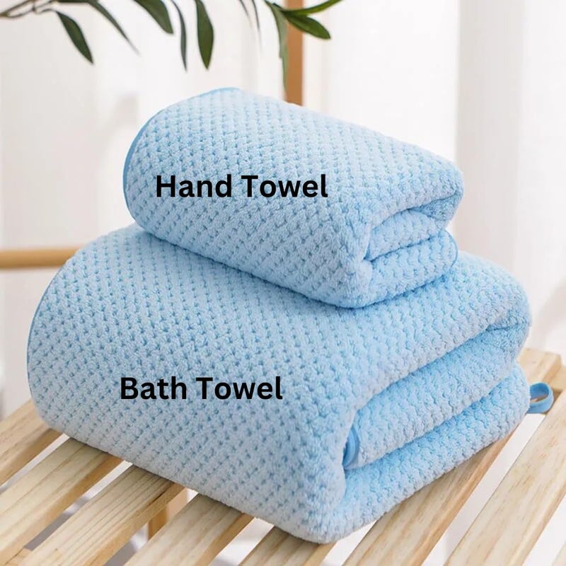 LINEAR Microfiber Bath Towel Hand Towel SetMicrofiber Towels for Bath Large SizeTowel for BathBath Towel for Men and Women300 GSM 140 cms 70 cms Blue - Image 2