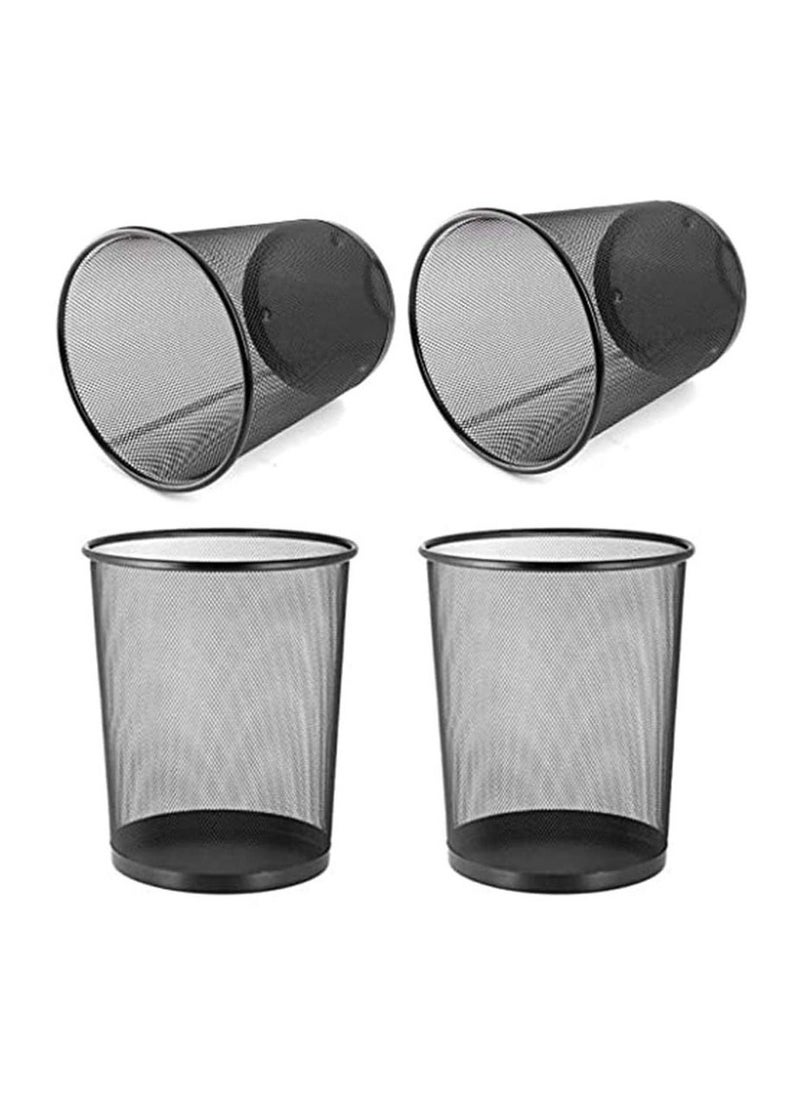 AKC Set of 4 Multipurpose Metal Mesh Waste Bin For Office, Home, Kitchen H 34 x W 29.5 Cm Black  - Image 1