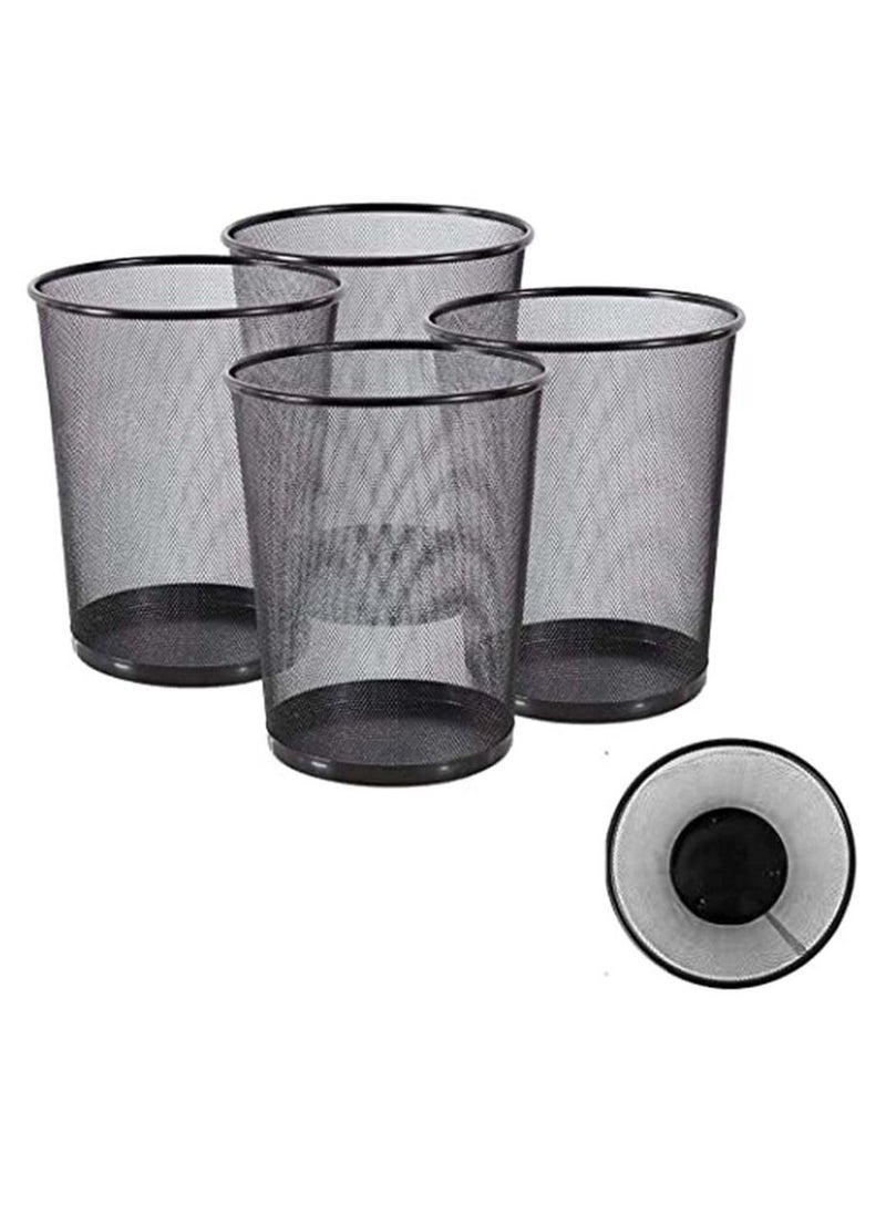 AKC Set of 4 Multipurpose Metal Mesh Waste Bin For Office, Home, Kitchen H 34 x W 29.5 Cm Black  - Image 2
