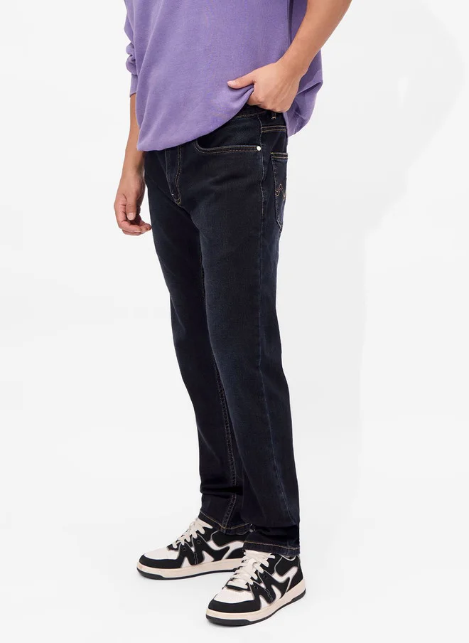 ذا سوليد ستور The Souled Store Men Slim Fit Solid Navy Blue Jeans
