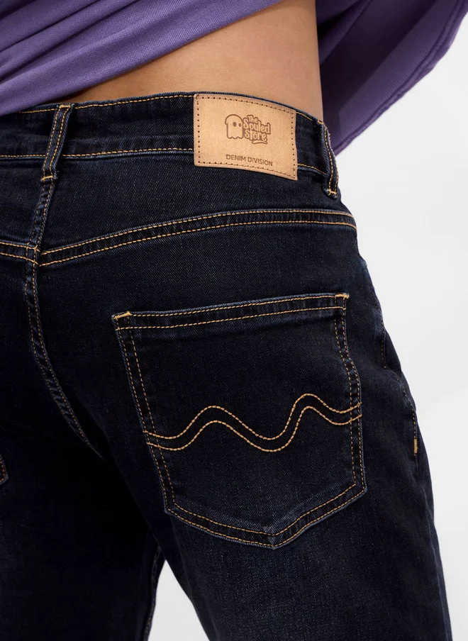 The Souled Store  The Souled Store Men Slim Fit Solid Navy Blue Jeans  | Best Price UAE