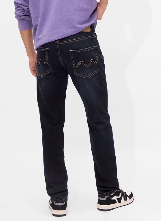The Souled Store  The Souled Store Men Slim Fit Solid Navy Blue Jeans  | Best Price UAE