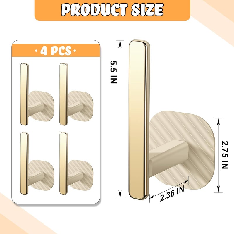 Queekay Curtain Holders Gold Curtain Holdbacks Self Adhesive Drapery Tiebacks L Shaped Hooks Nordic Style Window Treatment Holdbacks for Home Office Decor(Beige,4 Pcs) - Image 2