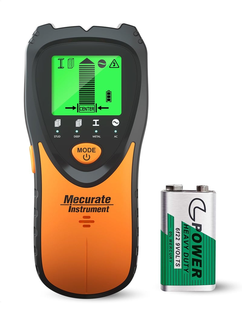 Mecurate Stud Finder Wall Scanner Sensor - 5 In 1 Electronic Stud With Lcd Display & Audio Alarm For Wood Ac Live Wire Metal Studs Detection Joist Pipe