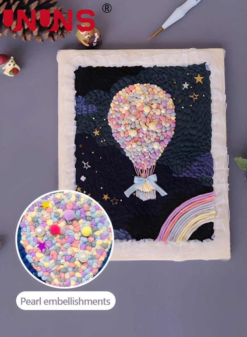 UNUNS Embroidery Starter Kit,Punching Needle Starter Kit With Embroidery Pen,Thread,Scissors,Embroidery For Beginner,Hot Air Balloon,Colourful - Image 3