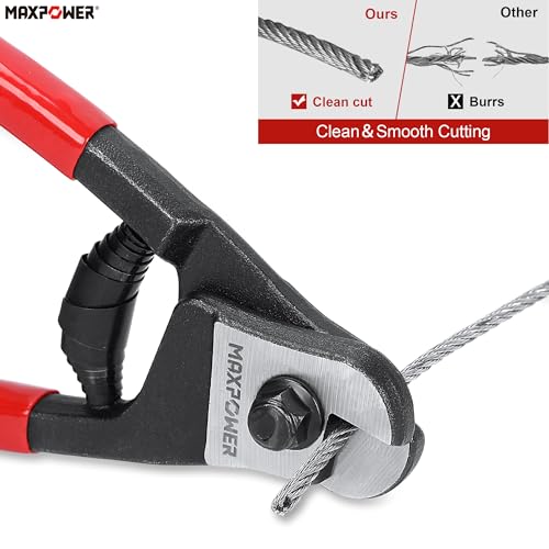 MAXPOWER قاطع الأسلاك، قواطع حبال الأسلاك بطول 8 بوصات للأسلاك الفولاذية، أختام الأسلاك، كابل دراجة الطائرات، قاطع الكابلات يقطع حتى ¹³/₆₄" (5 مم) - Image 5