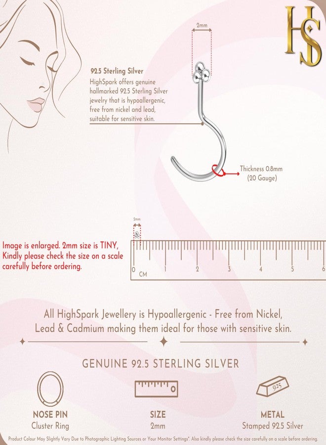 HighSpark 925 Silver Triple Ball Nose Pin for Women | 92.5 Sterling Silver & Stunning Shine | Triple Ball Nose Pin - Image 2