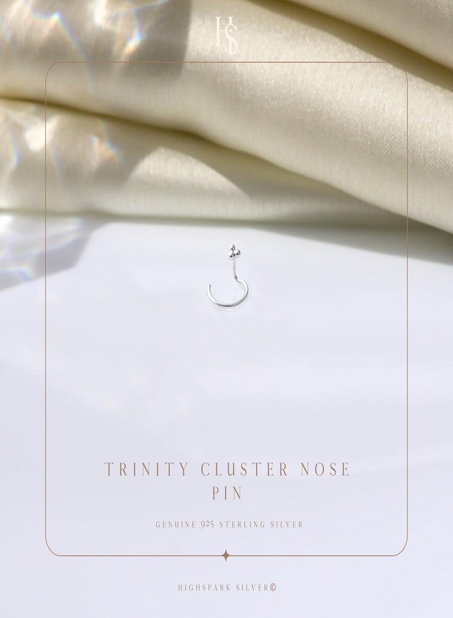 HighSpark 925 Silver Triple Ball Nose Pin for Women | 92.5 Sterling Silver & Stunning Shine | Triple Ball Nose Pin - Image 3