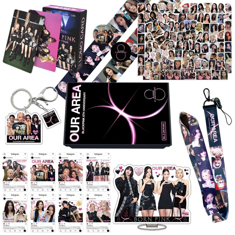 Black Pink Ink New Album Born Pink Peripheral Card Sticker Small Card Set Lanyard Key Chain Gift Box - Image 1