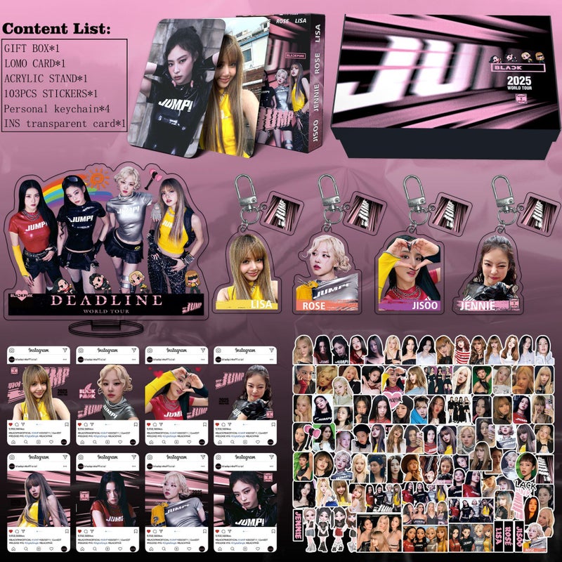 Black Pink Ink New Album Born Pink Peripheral Card Sticker Small Card Set Lanyard Key Chain Gift Box - Image 3