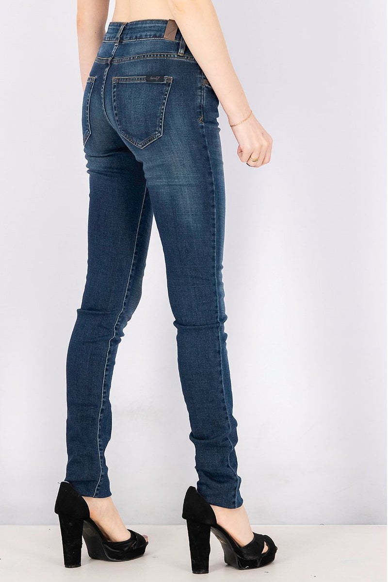Seven 7 Women Regular Fit High Waist Stretchable Denim Jeans, Blue - Image 4