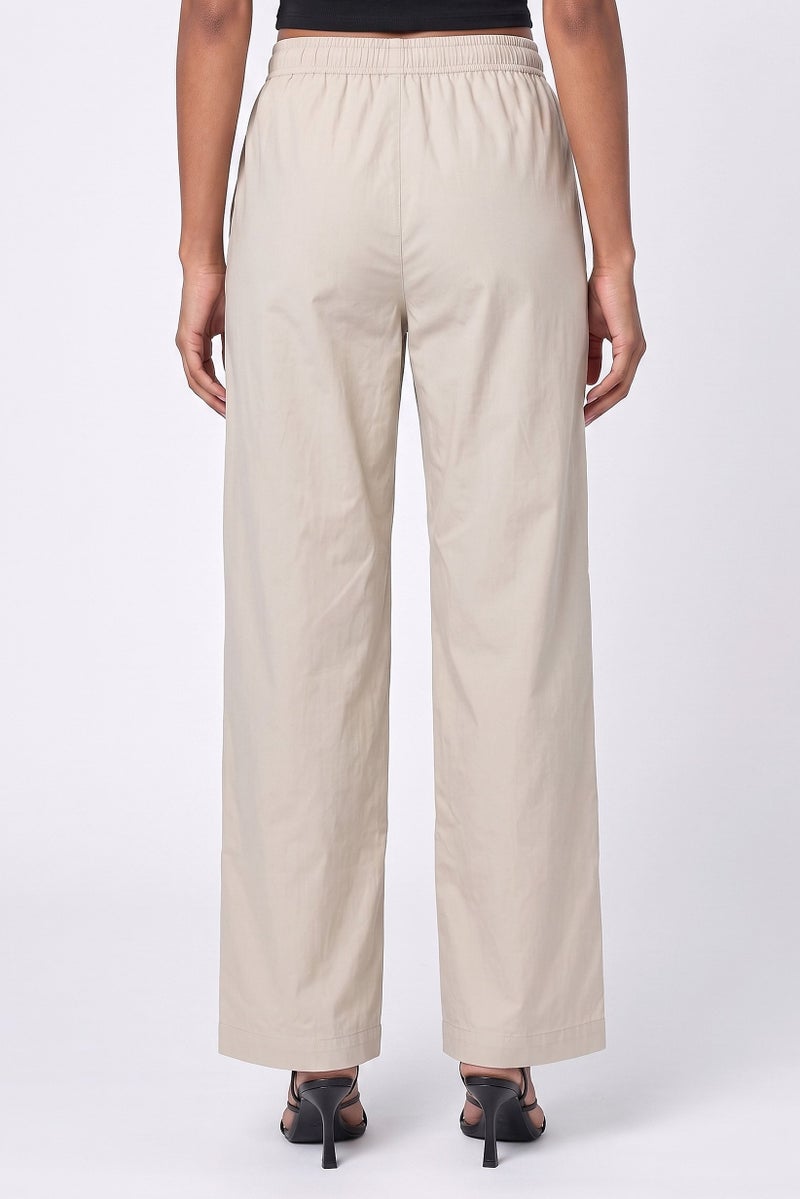 Threadbare Women Regular Fit Solid Wide Leg Pants, Stone - Image 4