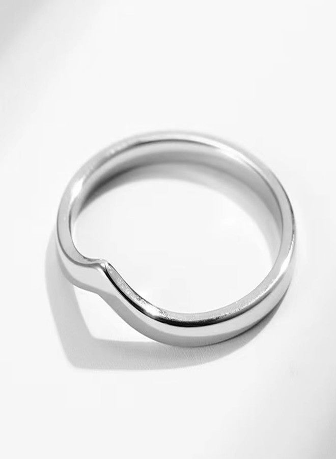 CCBFY Stainless Steel V Shaped Wedding Band Engagement Promise Ring for Women Pointed Chevron Classical Simple Plain Statement Ring (Silver, 15) - Image 3