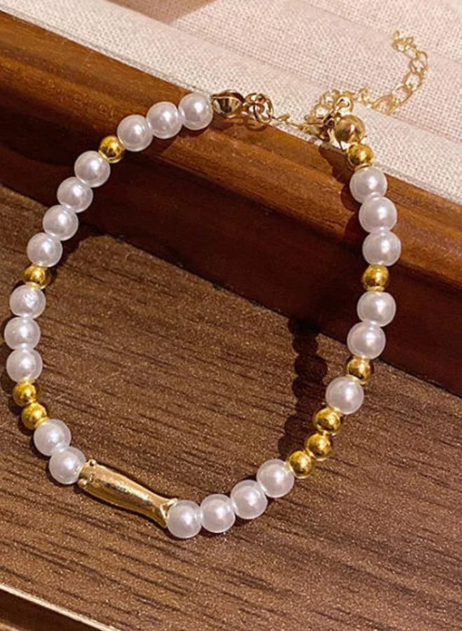 Take Two Pearl and Gold Beaded Bracelet